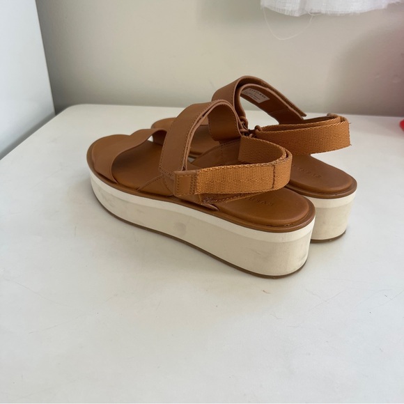 Everlane Sport Leather Platform Sandals Tan Caramel Cognac 7 Velcro - Picture 6 of 8